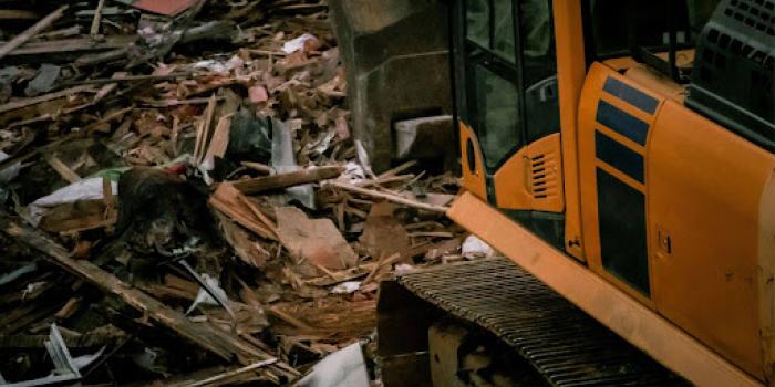 view from a window of a construction site destroying