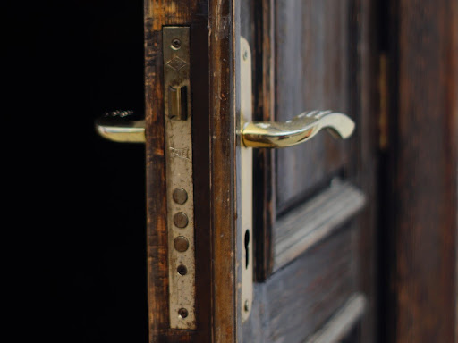 brown door slightly ajar