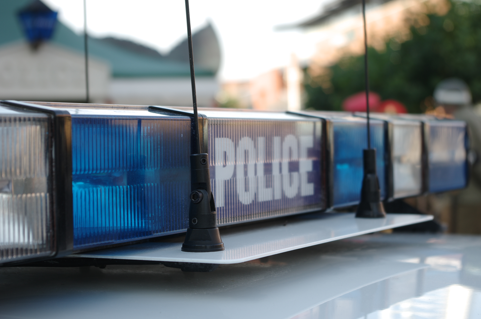 Police lights on car