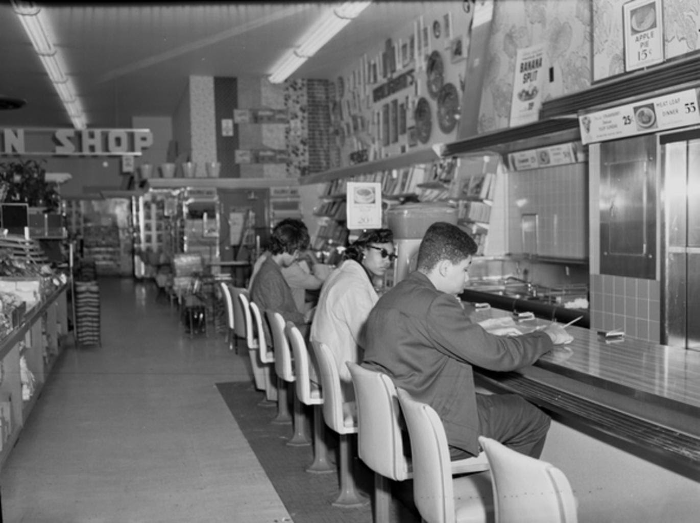 CORE members during sit-in at Woolworth's lunch counter in Tallahassee