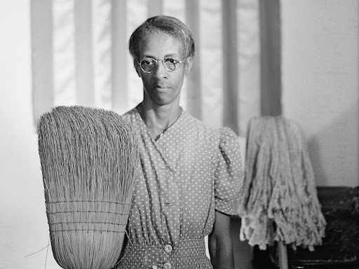 man doing a depiction of american gothic