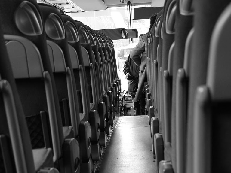 Aisle of bus