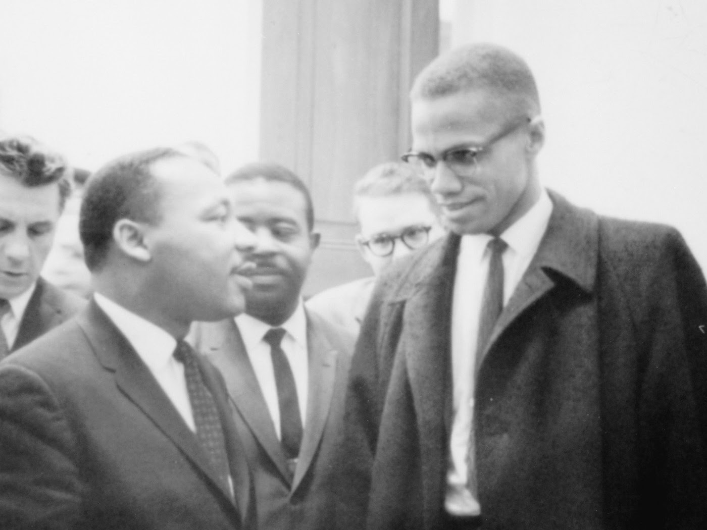 Martin Luther King and Malcolm X Waiting for Press Conference