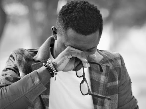 black man crying