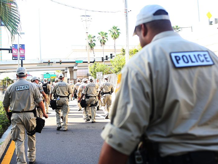 Police walking in the streets