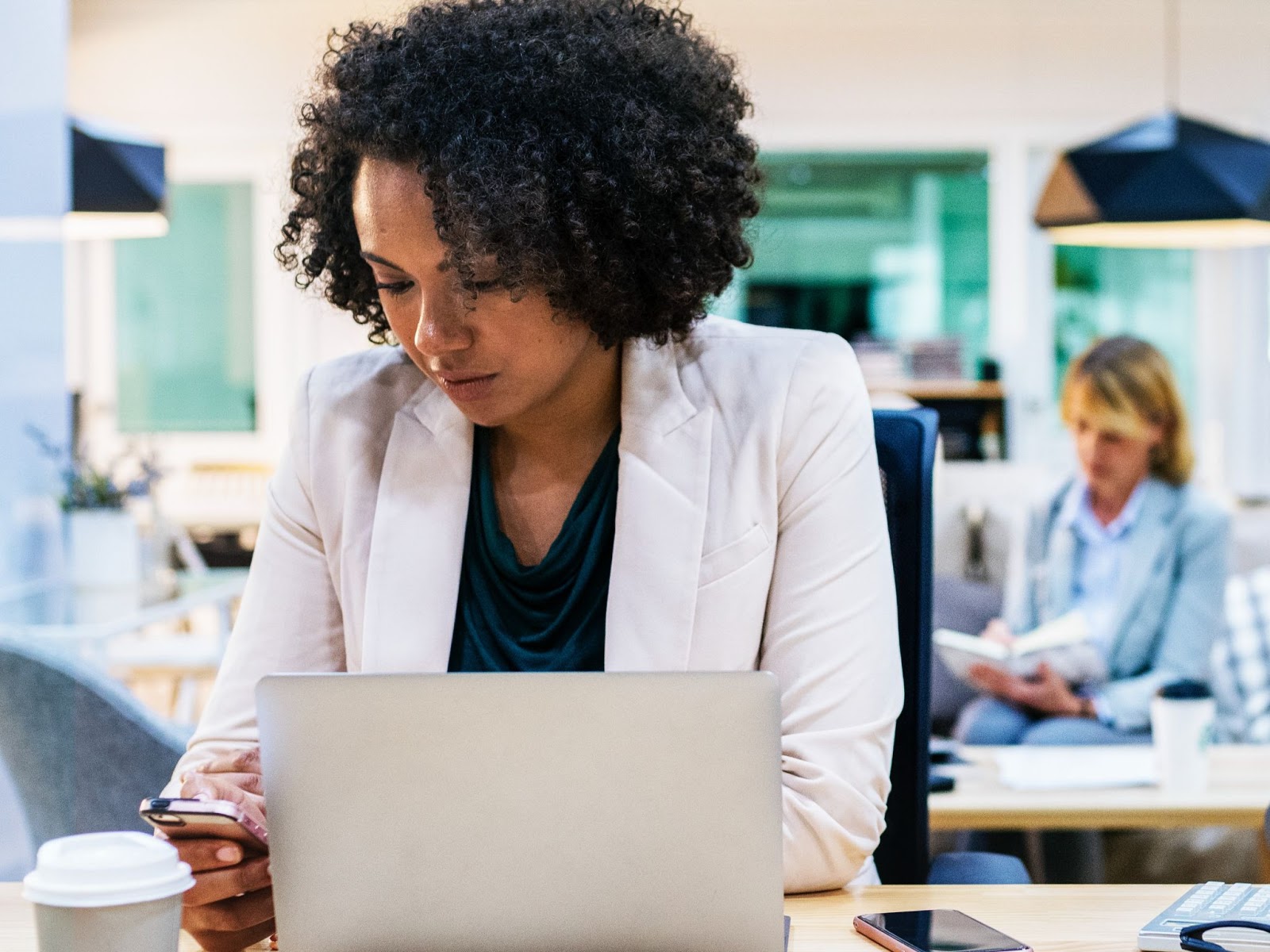 Woman in front of laptop