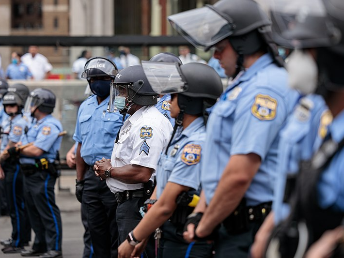 Police with helmets