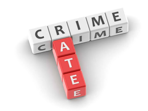 Blocks spelling out the words crime and rate