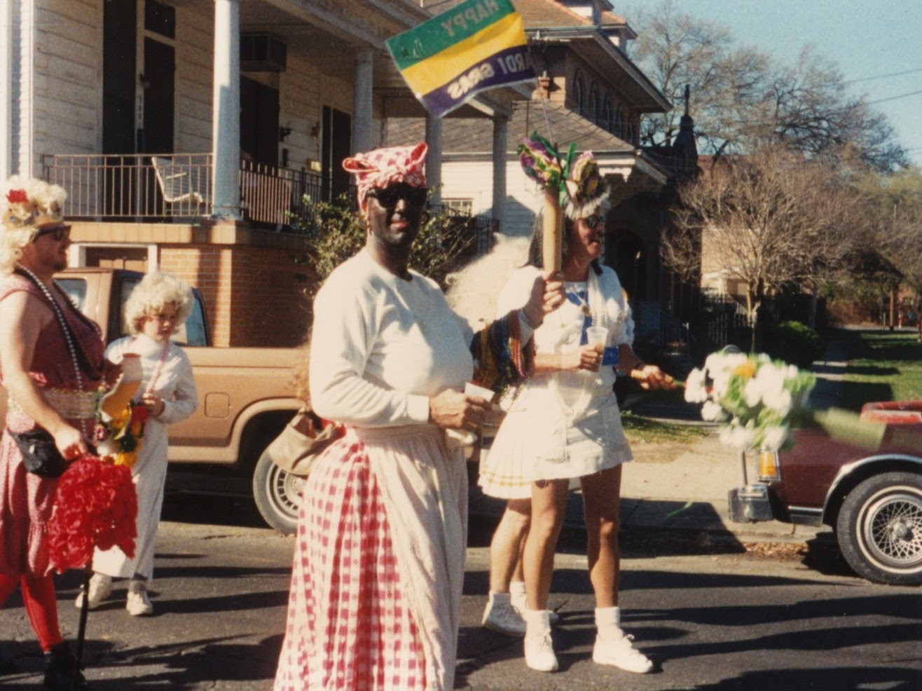 Man in blackface during a parade