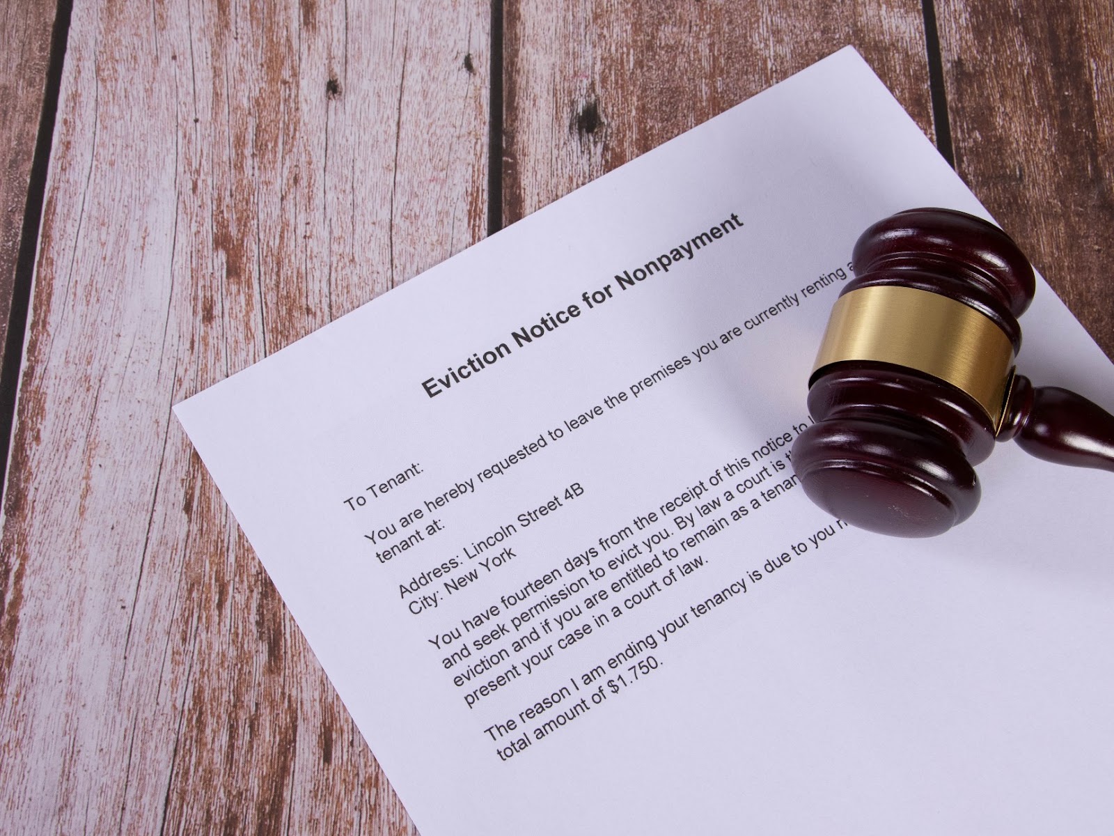 Eviction Notice with gavel 