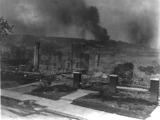 Homes of Black families burning in Tulsa Oklahoma