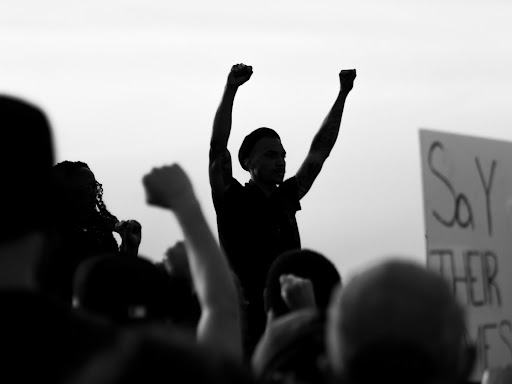people together at a rally