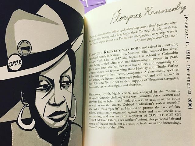 Open book with picture of Flo Kennedy