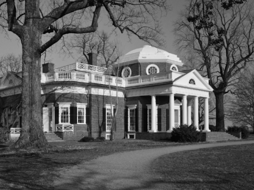 black and white photo of monticello