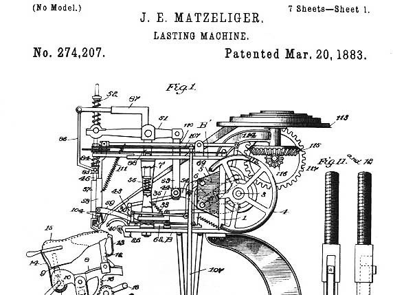 Blueprint of J. E. Matzeliger's lasting machine