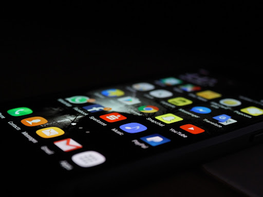 cell phone with icons displayed