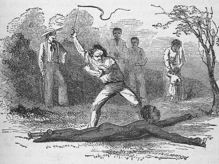 Flogging a slave fastened to the ground