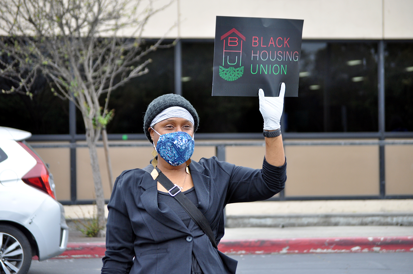 Person protesting evictions