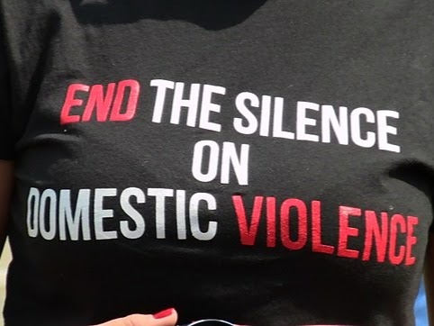t shirt that reads end the silence on domestic violence 