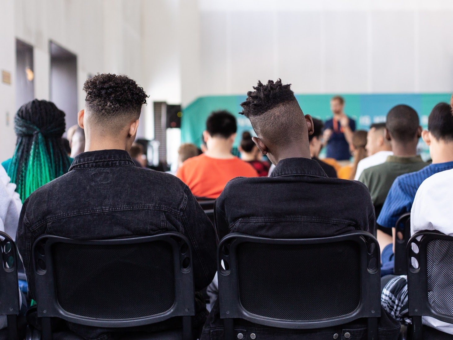 Students watching a presentation