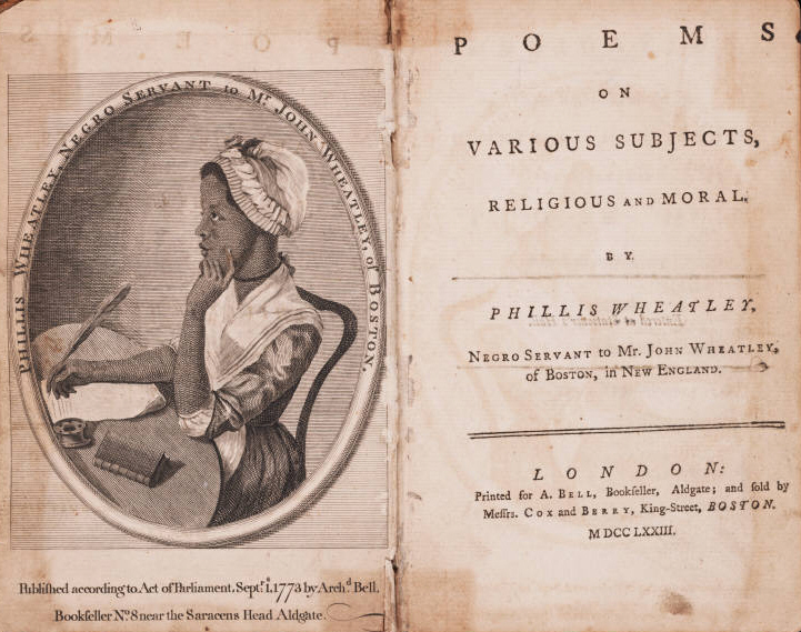 Pages from a book of Phillis Wheatley poems