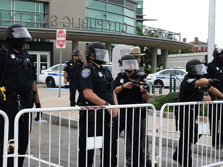 Police in riot gear