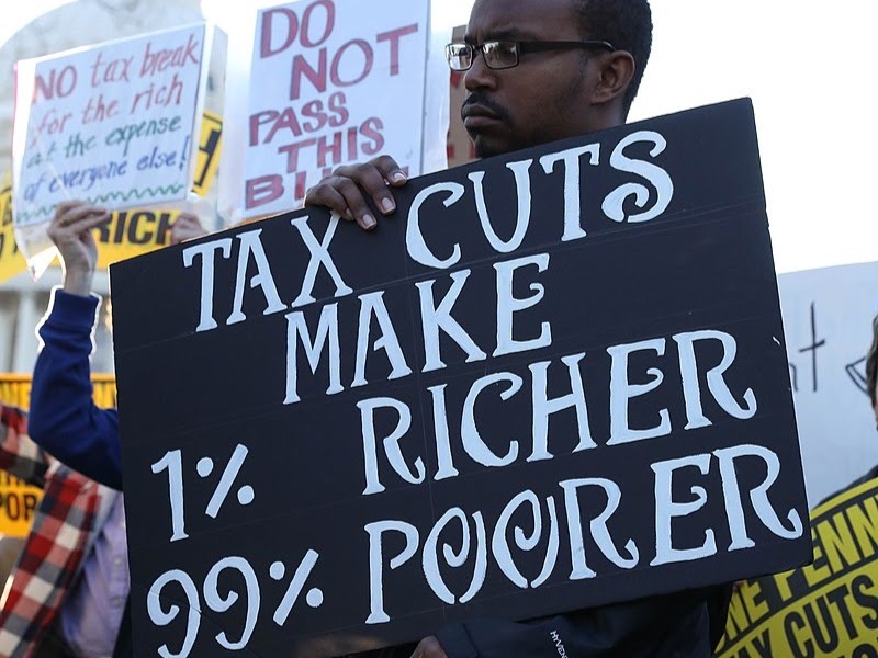 Demonstrator holding sign