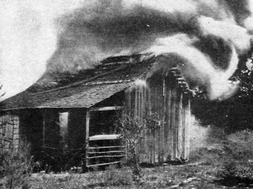 cabin on fire 
