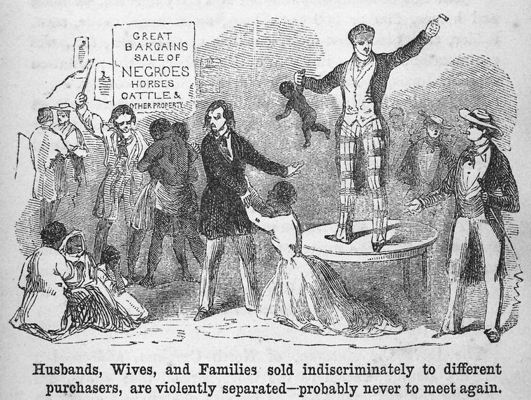 Drawing of enslaved people being separated from family