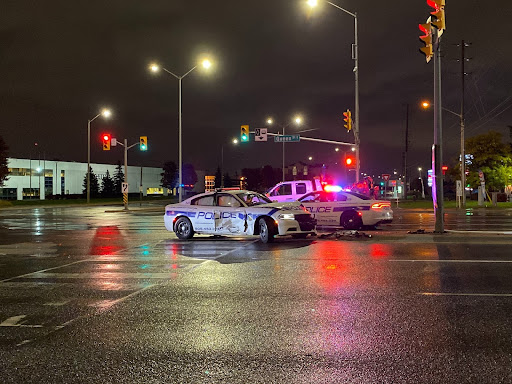 police cars in the intersection