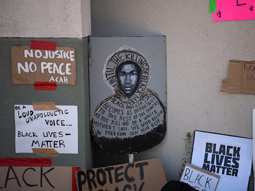 poster of trayvon martin in a black lives matter protest 