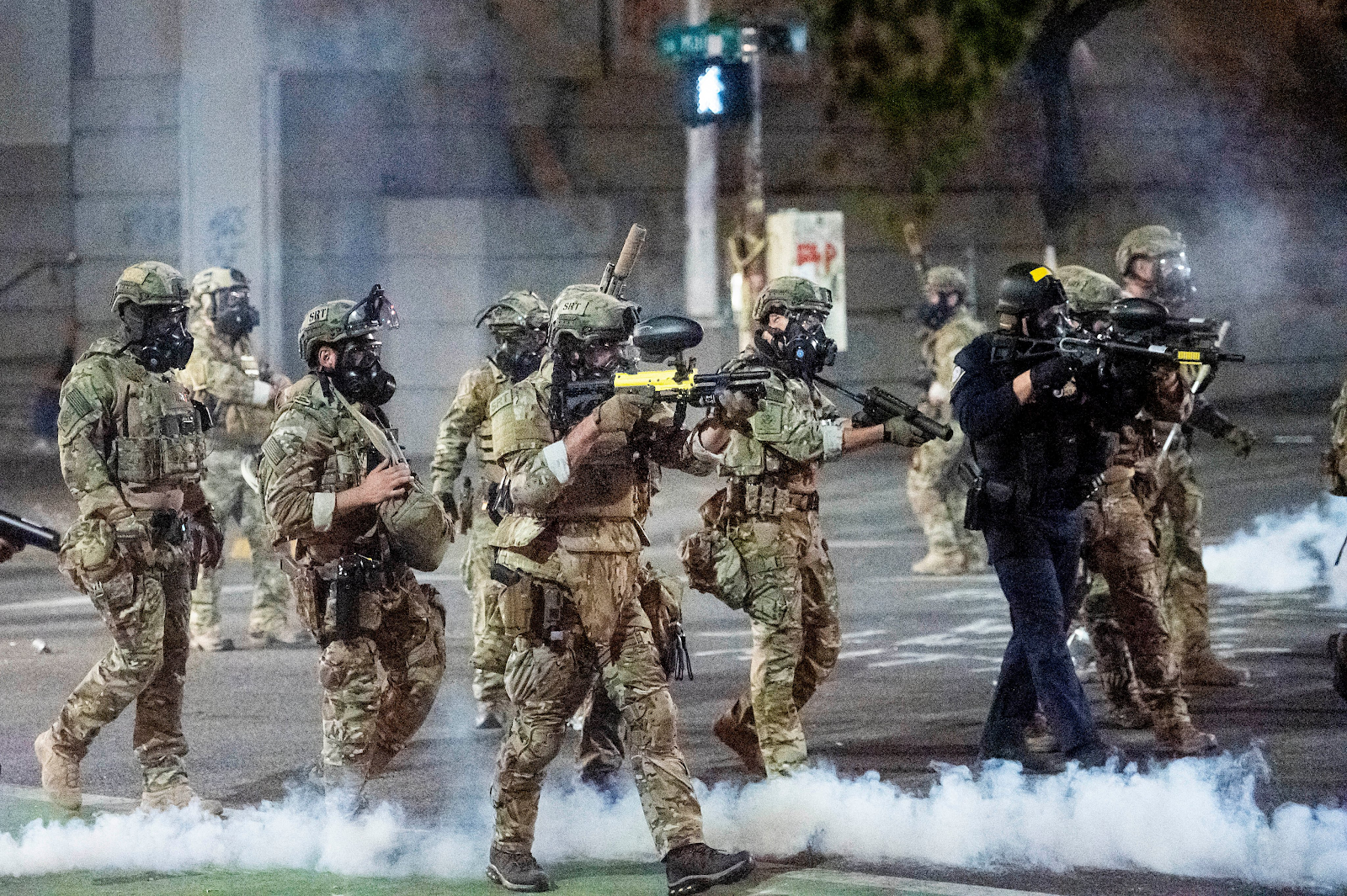 Officers in riot gear
