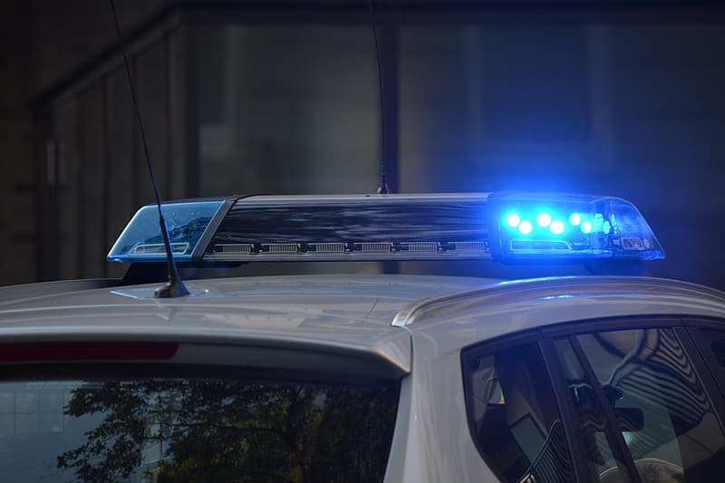 Lights on top of police squad car