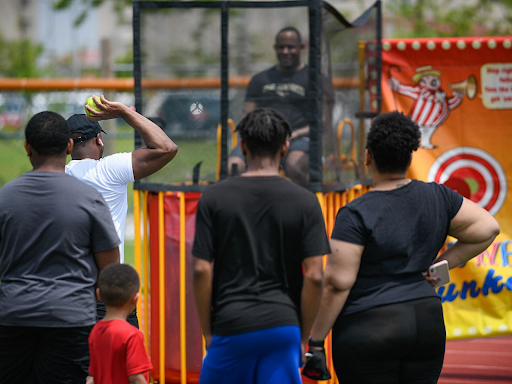 black man in a dunk tank