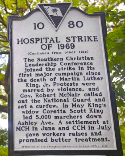 plaque for historical event for the hospital strike