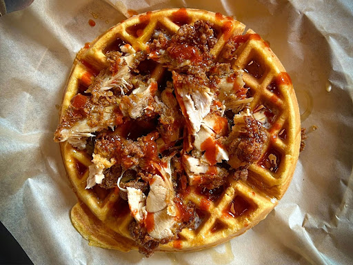 waffle sitting on top of wax paper