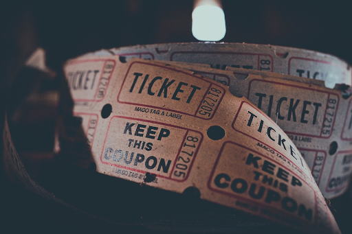 up close shot roll of tickets