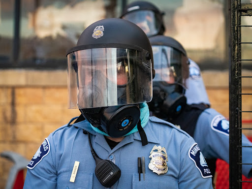 police officer with face shield on