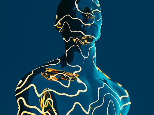 mans body shown with lines all over it
