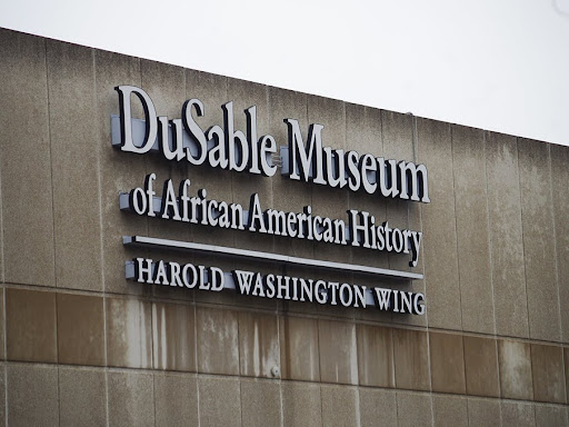 sign that says dusable museum harold washington wing