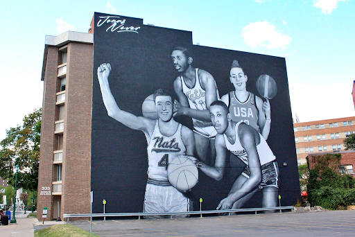 mural of basketball players