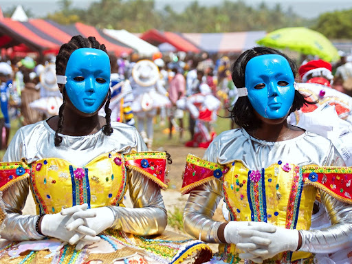two female masqueraders at winneba fancy dress 