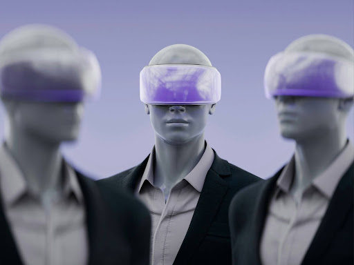 a group of mannequins with hats on their heads 