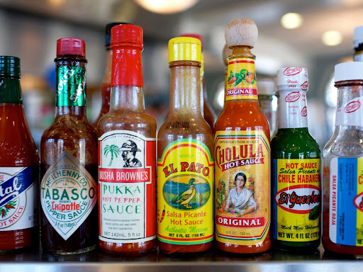 variety of hot sauces