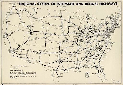 national system of interstate and defense highways as of june 