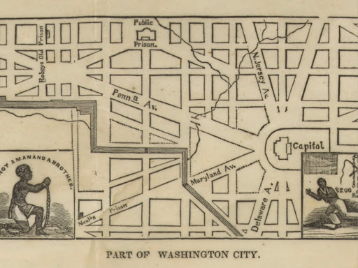 map showing some enslaved jails in washington dc