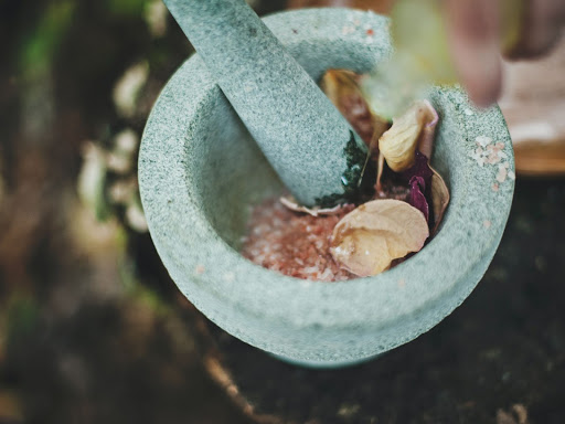 bowl with pestle in it 