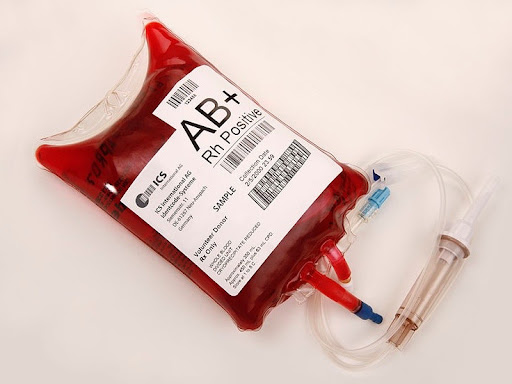 blood bag with blood type ab