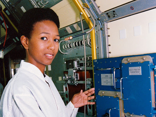 mae jemison in a space craft