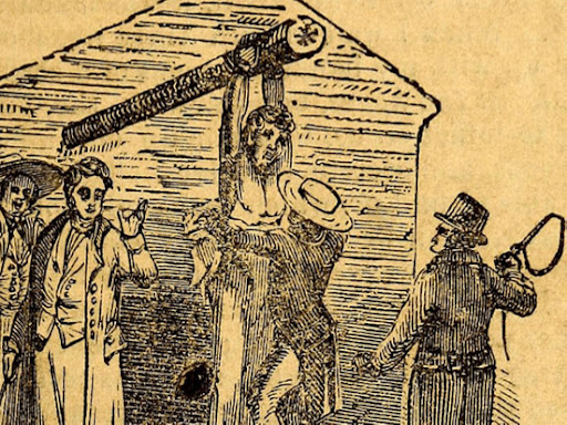 illustration of an enslaved person at a hanging